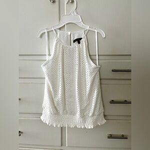 🆕 White House Black Market Eyelet Sleeveless Top in white size small